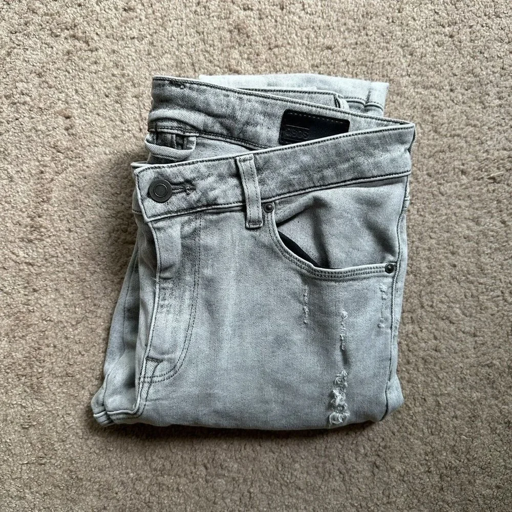 Asos Jeans Women's Size 32x34 Casual Skinny Denim Grey Light Distressed - Picture 15 of 15